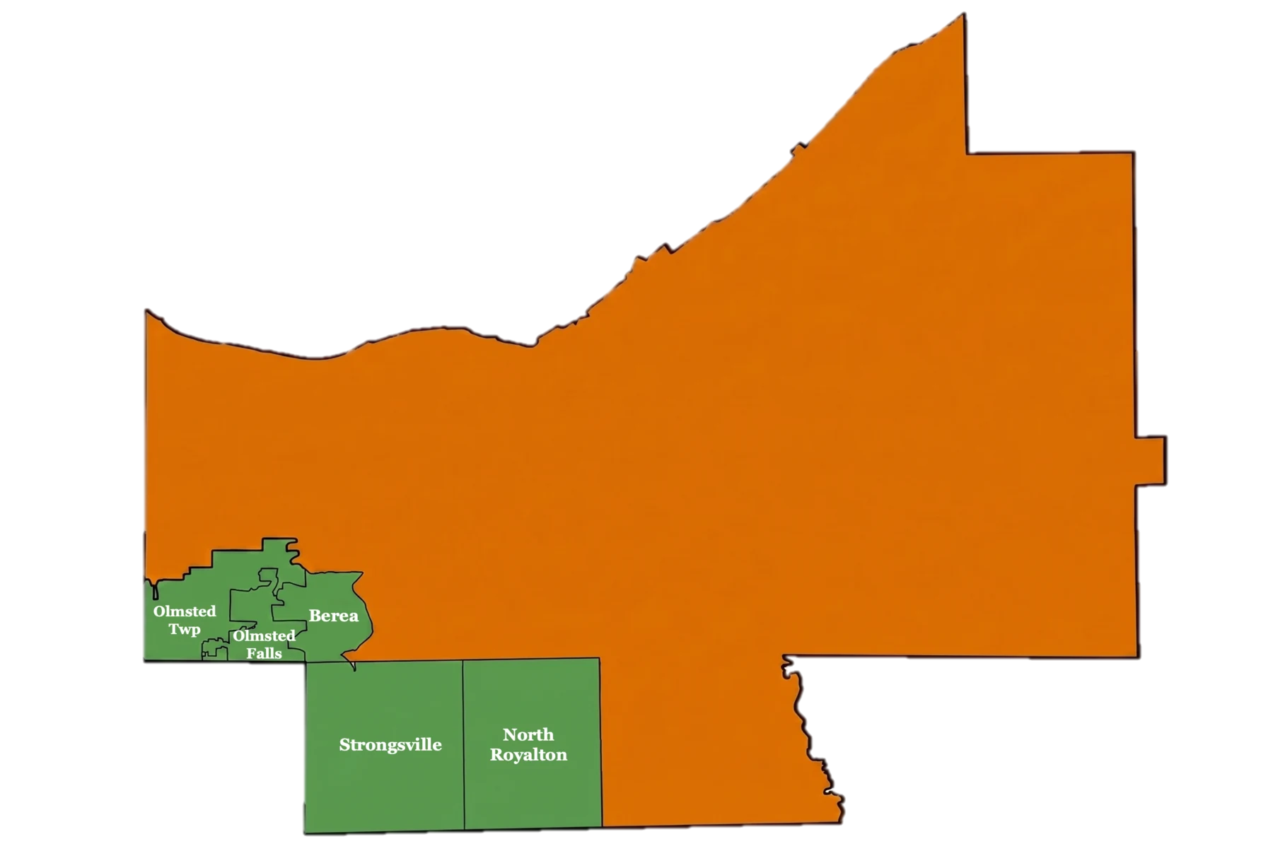 District 5 map showing Strongsville, Berea, North Royalton, Olmsted Falls, and Olmsted Township
